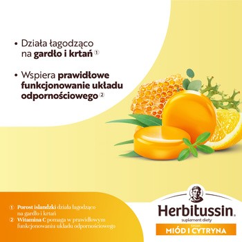 Herbitussin smak Miód i Cytryna, pastylki do ssania, 12 szt.