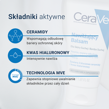 CeraVe, balsam nawilżający do ciała i twarzy dla skóry suchej i bardzo suchej, 50 g