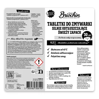 Briochin Tabletki do zmywarki, silnie odtłuszczające, świeży zapach, 30 szt.