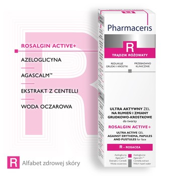 Pharmaceris R Rosalgin Active +, ultra aktywny żel na rumień i zmiany grudkowo-krostkowe, 30 ml