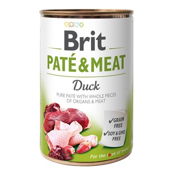 Brit Paté & Meat Duck, karma mokra dla psów, kaczka, 400 g