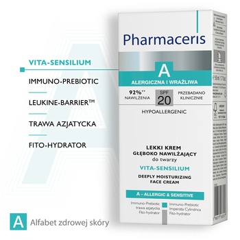 Pharmaceris A Vita-Sensilium, lekki krem głęboko nawilżający, SPF 20, 50 ml