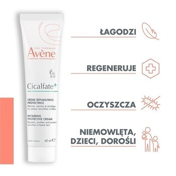 Zestaw Avene Eau Thermale Cicalfate+, regenerujący krem ochronny, 2 x 40 ml