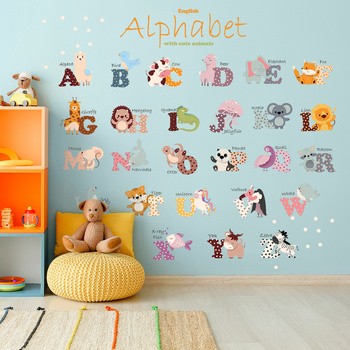 Sipo, Naklejki na ścianę dla dzieci, Alfabet Zwierzątka, 1 szt.