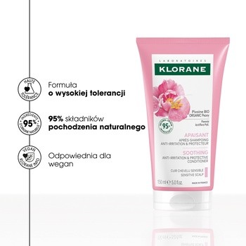 Klorane, odżywka z organiczną Piwonią, 150 ml