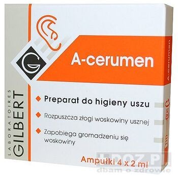 A-Cerumen, preparat do oczyszczania i higieny uszu, 2 ml, 4 ampułki