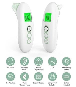 Momcozy Bezdotykowy termometr do czoła i ucha, 1 szt.