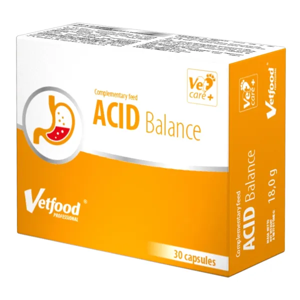 Acid Balance preparat neutralizujący nadmiar kwasu żołądkowego 30 kapsułek [Vetfood] - Vetfood