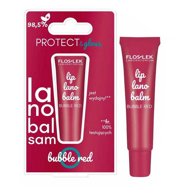 FlosLek Laboratorium Flos-Lek Lip Care, lanobalsam do ust, bubble red, 12 g