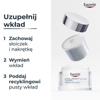 Eucerin Hyaluron Filler, krem na dzień SPF 15 do skóry suchej, refill, 50 ml