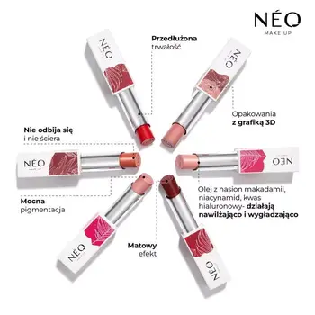 NEO Make Up Długotrwała pomadka do ust w sztyfcie: 01 RED CARPET LIPS, 3,5 g