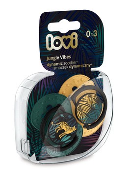 Canpol Lovi, smoczek uspokajający silikonowy, dynamiczny, Jungle, boy, 0-3m, 2 szt.