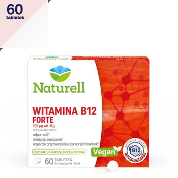 Naturell Witamina B12 FORTE, tabletki do rozgryzania i żucia, 60 szt.