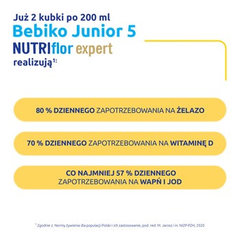 Bebiko Junior 5  NUTRIflor Expert, mleko modyfikowane, proszek, 600 g