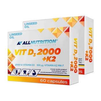 Zestaw 2 x Allnutrition Witamina D3 2000 + K2, kapsułki, 60 szt.