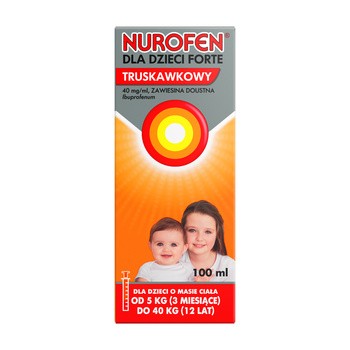 Nurofen dla dzieci Forte truskawkowy, 40 mg/ml, zawiesina doustna, 100 ml