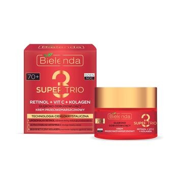 Bielenda Super Trio, głęboko odbudowywujący krem przeciwzmarszkowy RETINOL + VIT C + KOLAGEN 70+, 50 ml