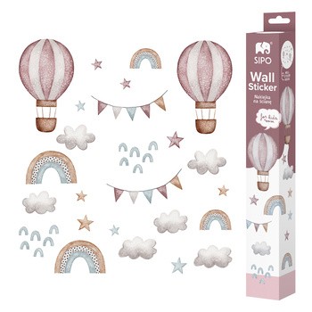 Sipo, Naklejki na ścianę dla dzieci, Balony i tęcza, 1 szt.