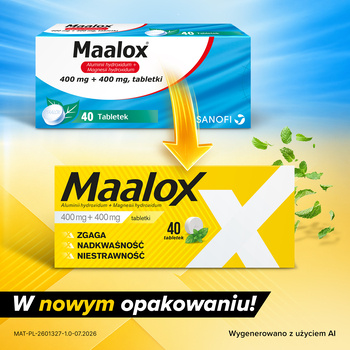 Maalox, 400 mg+400 mg, tabletki, 40 szt.