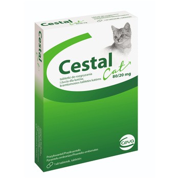 Cestal Cat 80 /20 mg, tabletki dla rozgryzania i żucia dla kotów, 8 szt.