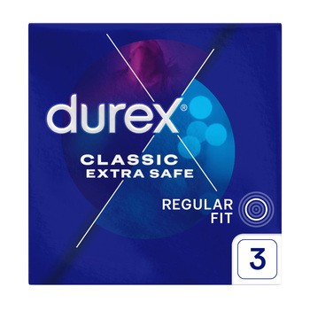 Durex Extra Safe, prezerwatywy powlekane środkiem nawilżającym, 3 szt.