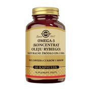 Solgar Omega- 3 (koncentrat oleju rybiego) Naturalne źródło EPA i DHA, kapsułki, 60 szt.