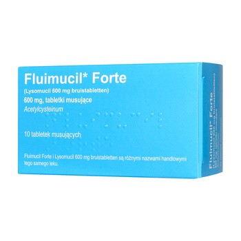 Fluimucil Forte, 600 mg, tabletki musujące, 10 szt. (import równoległy, Delfarma)