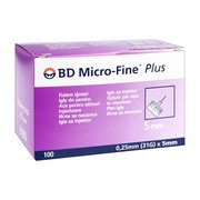 BD PEN Micro-Fine Plus, igły do penów, rozmiar 0,25 x 5 mm, 100 szt.