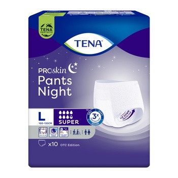 TENA Pants ProSkin Super Night OTC Edition, majtki chłonne, rozmiar L, 10 szt.