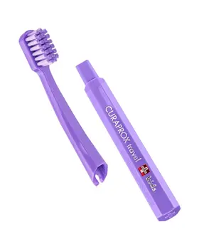 Curaprox Travel Set Kids, zestaw podróżny dla dzieci 6-12 lat, fioletowy, 1 szt.