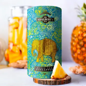 Adalbert's Tea Black Tea Pineapple & Cinnamon, czarna herbata cejlońska z kawałkami ananasa i cynamonu (liściasta), 100 g