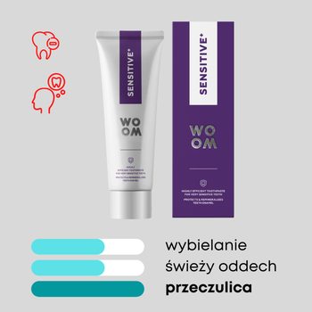 WOOM Sensitive+, Delikatna pasta do bardzo wrażliwych zębów, 75 ml