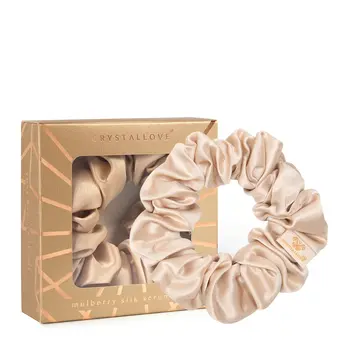 Crystallove, gumka do włosów z jedwabiu, złota, 1 szt.