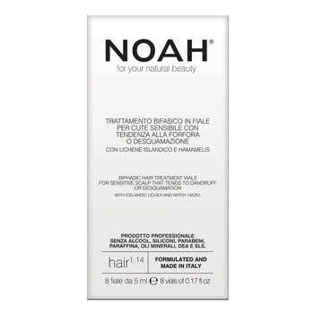 Noah, kuracja do włosów dla wrażliwej skóry głowy z tendencją do łupieżu z porostem islandzkim i oczarem wirginijskim, 8 x 5 ml