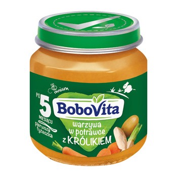 BoboVita, obiadek warzywa w potrawce z królikiem, 6m+, 125 g
