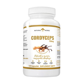 Natural Herbs Cordyceps 750 mg Ekstrakt z owoców maczużnika chińskiego, kapsułki, 120 szt.