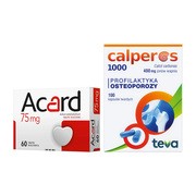 Zestaw Acard, 75 mg, tabletki dojelitowe powlekane, 60 szt. +  Calperos 1000, 400 mg jonów wapnia, kapsułki twarde, 100 szt.