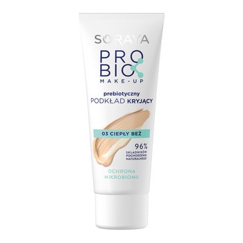 Soraya Probio Make-Up, prebiotyczny podkład kryjący, ciepły beż 03, 30ml