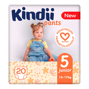 Kindii Pants, pieluchomajtki, 5 (12-17 kg), junior, 20 szt. https://azcdn.doz.pl/image/d/product/2836da6c-scale-180x180.png