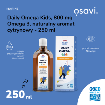 Osavi Daily Omega Kids 800 mg Omega 3, płyn, smak cytrynowy, 250 ml