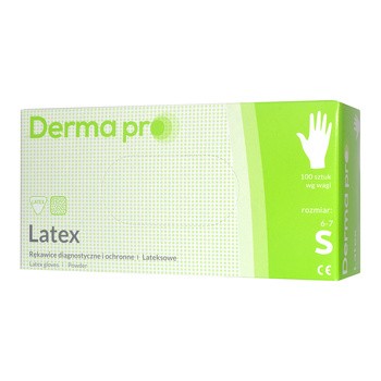 Derma Pro, rękawice diagnostyczne, lateksowe, niejałowe, pudrowe, rozmiar S, 100 szt.