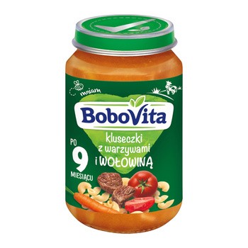 BoboVita, obiadek kluseczki z warzywami i wołowiną, 9m+, 190 g