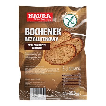 Naura, bochenek bezglutenowy wieloziarnisty krojony, 350 g