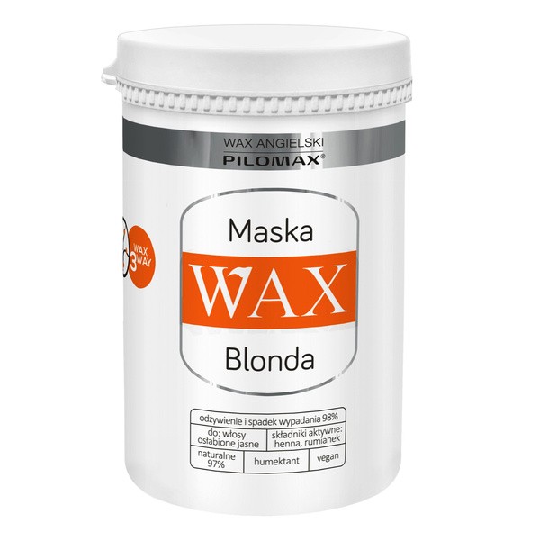 WAX Ang PILOMAX WAX Blonda, Laboratorium Pilomax, maska do włosów niefarbowanych blond, nawilżająca i na wypadanie, 480 ml — Składniki i ocena