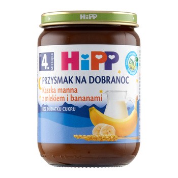 HiPP BIO od pokoleń, Kaszka manna z mlekiem i bananami, po 4. m-cu, 190 g