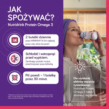 Nutridrink Protein Omega 3, płyn rześki smak truskawkowo-malinowy, 4 x 125 ml