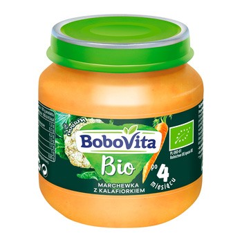 BoboVita Bio, obiadek marchewka z kalafiorkiem, 4 m+, 125 g