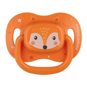 Canpol Babies Cute Animals, smoczek uspokajający, silikonowy symetryczny, 0-6 m, pomarańczowy, 1 szt.