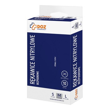 DOZ PRODUCT Rękawice nitrylowe, bezpudrowe, rozmiar M, 10 szt.
