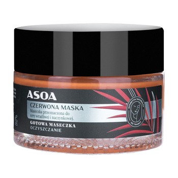 Asoa, czerwona maska do cery naczynkowej z glinką, 50 ml